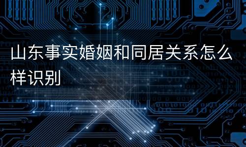 山东事实婚姻和同居关系怎么样识别