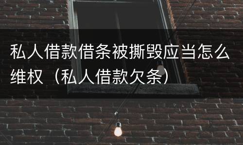 私人借款借条被撕毁应当怎么维权（私人借款欠条）