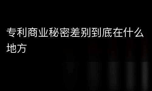 专利商业秘密差别到底在什么地方