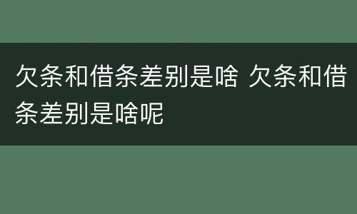 欠条和借条差别是啥 欠条和借条差别是啥呢