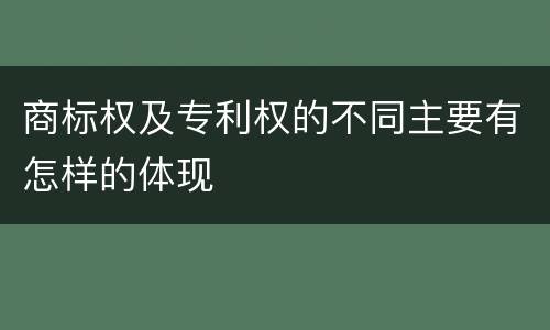 商标权及专利权的不同主要有怎样的体现
