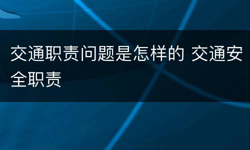 交通职责问题是怎样的 交通安全职责