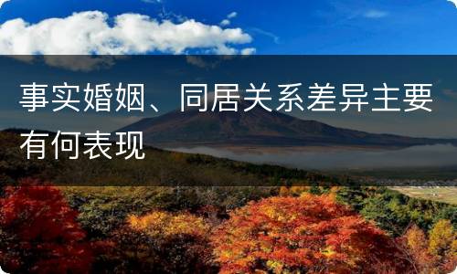事实婚姻、同居关系差异主要有何表现