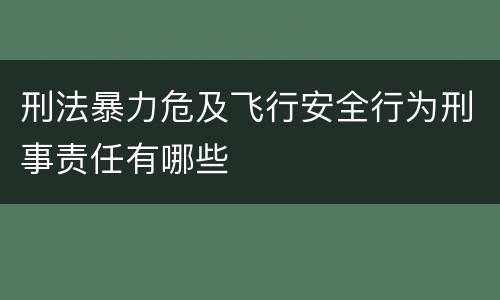刑法暴力危及飞行安全行为刑事责任有哪些