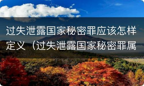 过失泄露国家秘密罪应该怎样定义（过失泄露国家秘密罪属于哪一类犯罪）