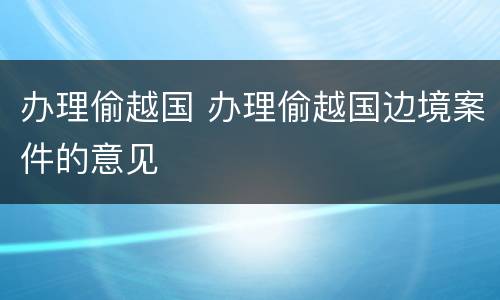 办理偷越国 办理偷越国边境案件的意见