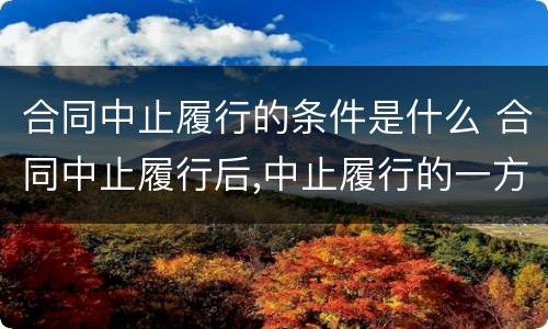 合同中止履行的条件是什么 合同中止履行后,中止履行的一方