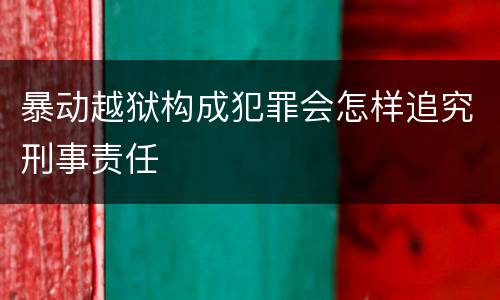 暴动越狱构成犯罪会怎样追究刑事责任