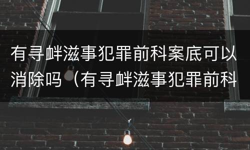 有寻衅滋事犯罪前科案底可以消除吗（有寻衅滋事犯罪前科案底可以消除吗知乎）