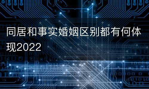 同居和事实婚姻区别都有何体现2022