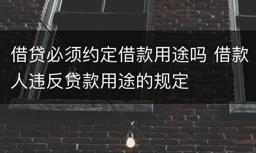 借贷必须约定借款用途吗 借款人违反贷款用途的规定