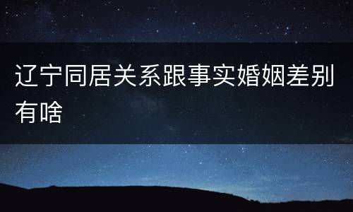 辽宁同居关系跟事实婚姻差别有啥
