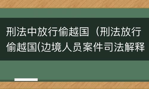 刑法中放行偷越国（刑法放行偷越国(边境人员案件司法解释会如何规定）