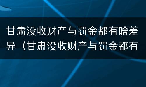 甘肃没收财产与罚金都有啥差异（甘肃没收财产与罚金都有啥差异呢）