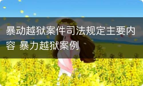 暴动越狱案件司法规定主要内容 暴力越狱案例