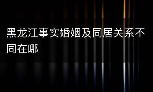 黑龙江事实婚姻及同居关系不同在哪