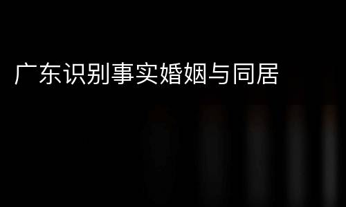 广东识别事实婚姻与同居