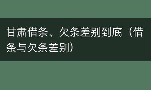 甘肃借条、欠条差别到底（借条与欠条差别）