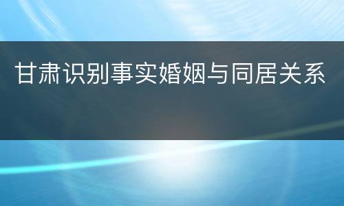 甘肃识别事实婚姻与同居关系
