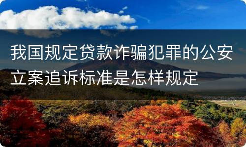 我国规定贷款诈骗犯罪的公安立案追诉标准是怎样规定