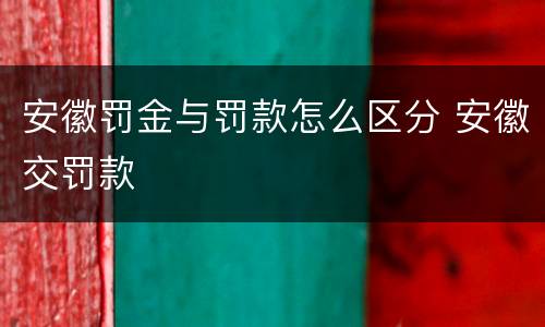 安徽罚金与罚款怎么区分 安徽交罚款