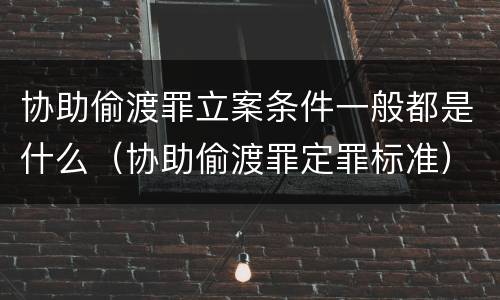 协助偷渡罪立案条件一般都是什么（协助偷渡罪定罪标准）