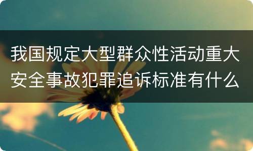 我国规定大型群众性活动重大安全事故犯罪追诉标准有什么规定