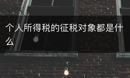 个人所得税的征税对象都是什么