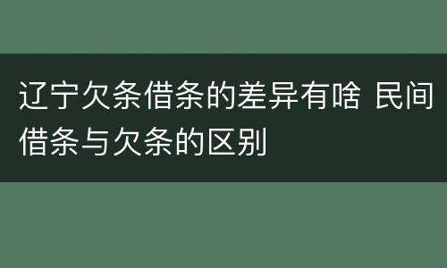 辽宁欠条借条的差异有啥 民间借条与欠条的区别