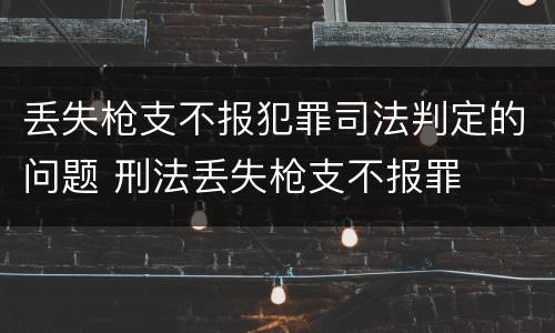 丢失枪支不报犯罪司法判定的问题 刑法丢失枪支不报罪