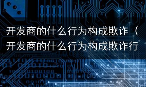 开发商的什么行为构成欺诈（开发商的什么行为构成欺诈行为）