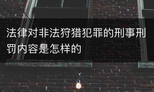 法律对非法狩猎犯罪的刑事刑罚内容是怎样的