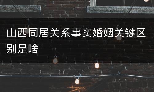 山西同居关系事实婚姻关键区别是啥