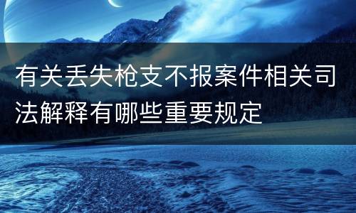 有关丢失枪支不报案件相关司法解释有哪些重要规定