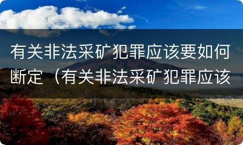 有关非法采矿犯罪应该要如何断定（有关非法采矿犯罪应该要如何断定呢）