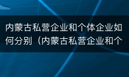 内蒙古私营企业和个体企业如何分别（内蒙古私营企业和个体企业如何分别交税）