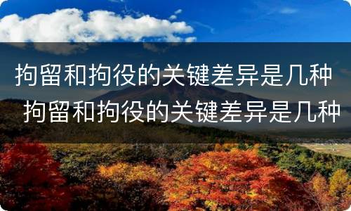 拘留和拘役的关键差异是几种 拘留和拘役的关键差异是几种情形