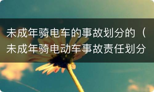 未成年骑电车的事故划分的（未成年骑电动车事故责任划分）