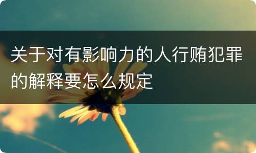 关于对有影响力的人行贿犯罪的解释要怎么规定
