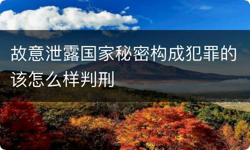 故意泄露国家秘密构成犯罪的该怎么样判刑