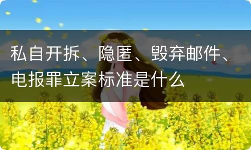 私自开拆、隐匿、毁弃邮件、电报罪立案标准是什么