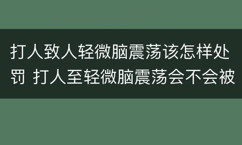 打人致人轻微脑震荡该怎样处罚 打人至轻微脑震荡会不会被判刑?