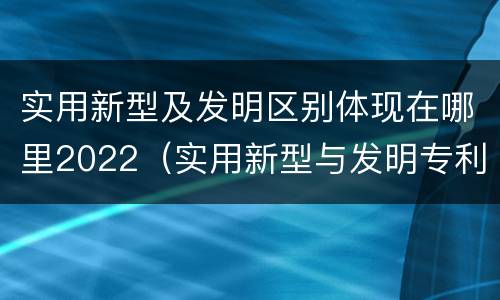 实用新型及发明区别体现在哪里2022（实用新型与发明专利的区别有哪些）