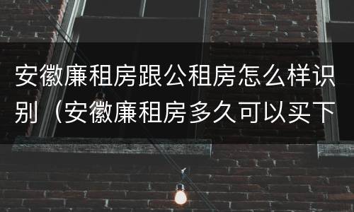 安徽廉租房跟公租房怎么样识别（安徽廉租房多久可以买下来）