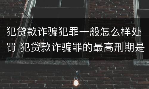 犯贷款诈骗犯罪一般怎么样处罚 犯贷款诈骗罪的最高刑期是多久
