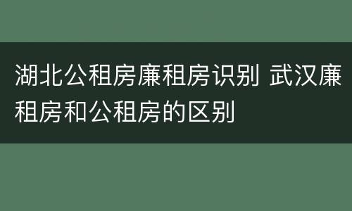 湖北公租房廉租房识别 武汉廉租房和公租房的区别