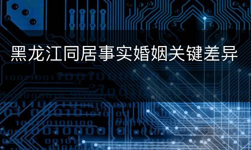 黑龙江同居事实婚姻关键差异