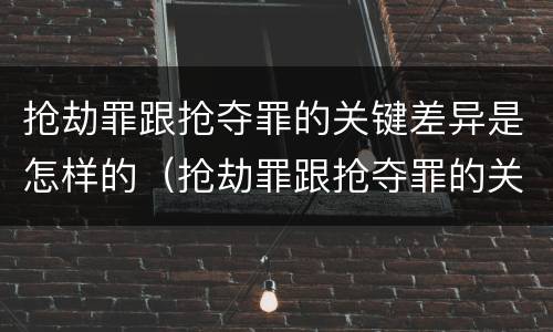 抢劫罪跟抢夺罪的关键差异是怎样的（抢劫罪跟抢夺罪的关键差异是怎样的关系）