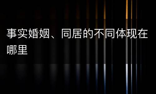 事实婚姻、同居的不同体现在哪里
