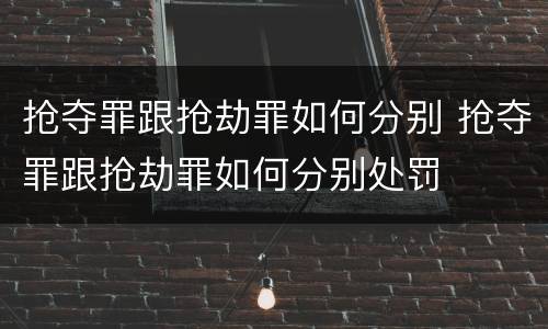 抢夺罪跟抢劫罪如何分别 抢夺罪跟抢劫罪如何分别处罚